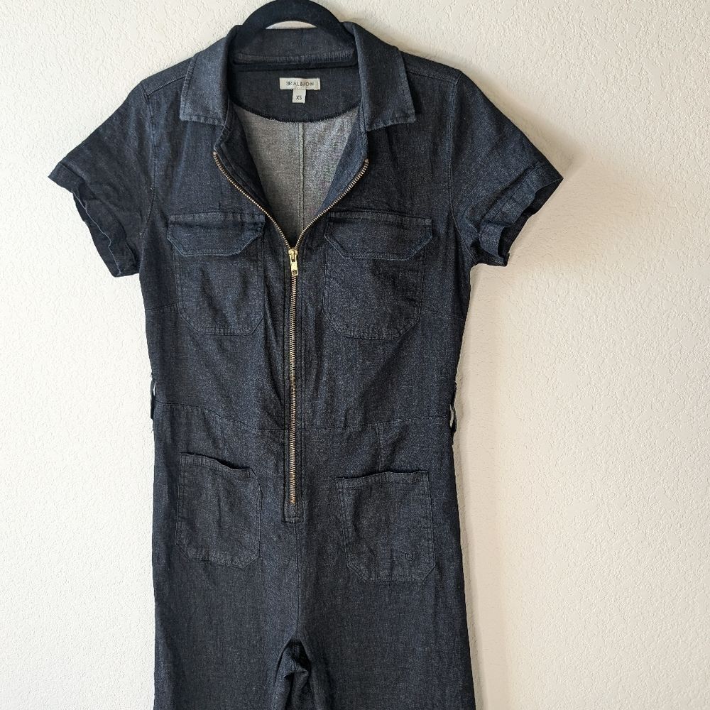 Albion Fit Hamptons Jumpsuit XS Black  Canvas Zip Front Short Sleeve - Picture 2 of 9